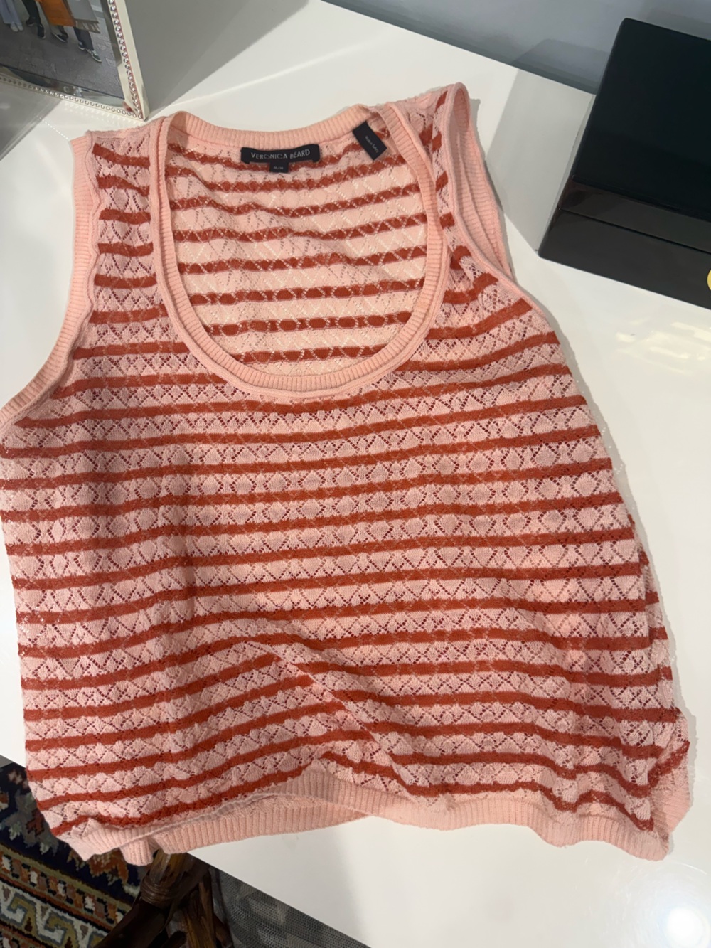 Veronica Beard Wesley Knitted Knit Stripe Sweater Tank medium